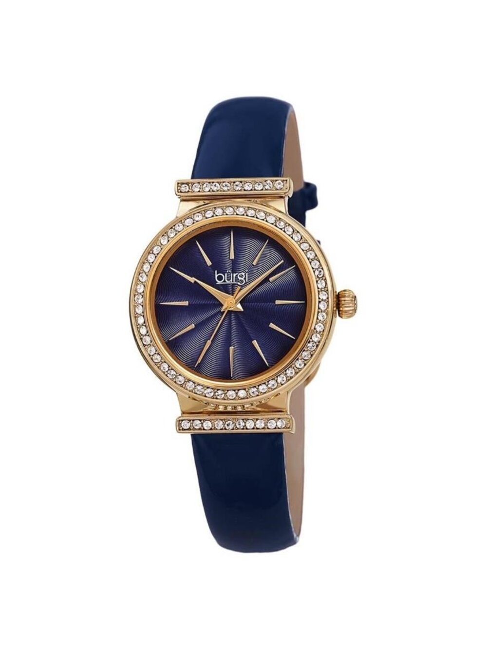 NWT Burgi Blue Dial Blue Leather Ladies Watch